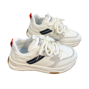 人本黑白老爹鞋轻便软底冬季新款百搭原创加绒保暖情侣运动鞋女款