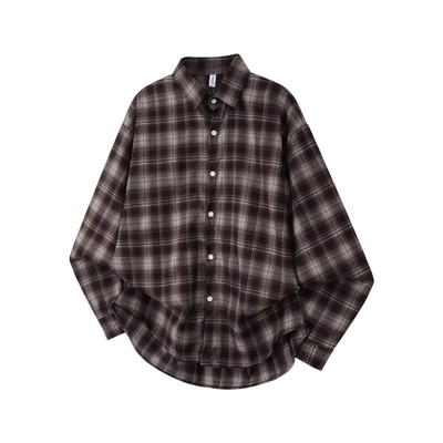 美式潮牌格子衬衫男女款春秋长袖内搭外套男新款复古休闲打底衬衣