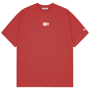 【沙一汀、RichBrian同款】88rising字母Logo胶印宽松情侣短袖T恤