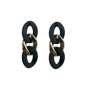哑光黑色系亚克力大耳环欧美复古夸张韩版粗链条网红时尚个性耳饰