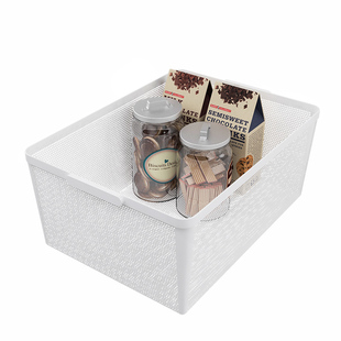 桌面收纳盒窄长型厨房柜内网格收纳筐长方形抽屉铁艺零食置物篮子