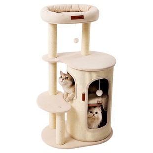 HOOPET猫爬架家用小户型不占地猫抓板猫窝一体多层剑麻桶攀爬架子