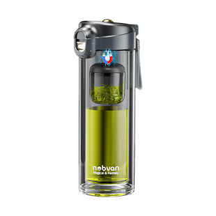 诺百纷磁弹泡茶杯茶水分离磁吸男士专用高档商务双层玻璃过滤水杯