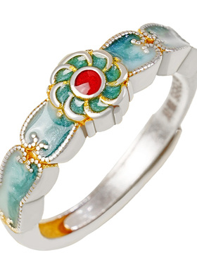 宫里上新古法珐琅足银999戒指