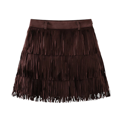 VIVICATHY2025秋流苏半身裙女美拉德设计感小众辣妹复古a字短裙