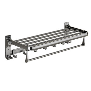 浴巾架卫生间浴室置物架毛巾架子太空铝厕所免打孔壁挂收纳枪灰色