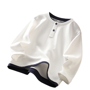 男童卫衣2026年春季新款儿童假两件圆领上衣中大童纯棉春秋打底衫