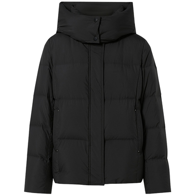 CADIDL卡迪黛尔黑色短款连帽鹅绒羽绒服女25冬季新款加厚保暖外套