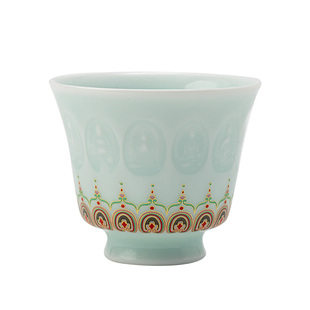 中式陶瓷喝茶杯子敦煌建白主人杯影青个人杯功夫茶杯情侣对杯送礼