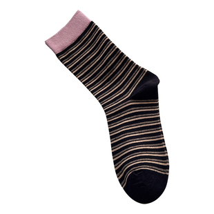 春秋多巴胺撞色细条纹袜子女纯棉中筒长袜女生韩系ins无骨抗起球