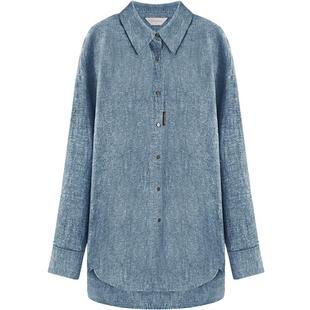 COCOBELLA[MIU系穿搭]商务休闲亚麻衬衫女秋气质通勤衬衣SR3089B