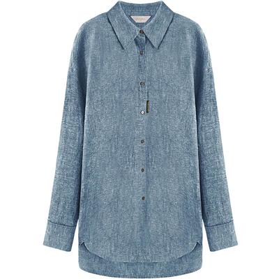 COCOBELLA[MIU系穿搭]商务休闲亚麻衬衫气质通勤长袖衬衣SR3089B