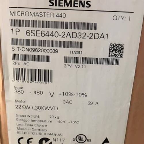 议价西门子MM440变频器22千瓦6SE6440-2AD32-2DA1带滤波器22KW 38