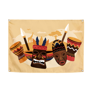 可定制民族风非洲鼓打击乐琴行背景布乐器家居卧室客厅装饰挂布