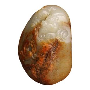 王实斋珠宝新疆和田玉手把件把玩件籽料山料白玉貔貅题材手工孤品