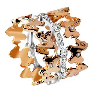 梦克拉18K金玫瑰金钻石戒指  一款多戴套戒  快乐木马 高级感