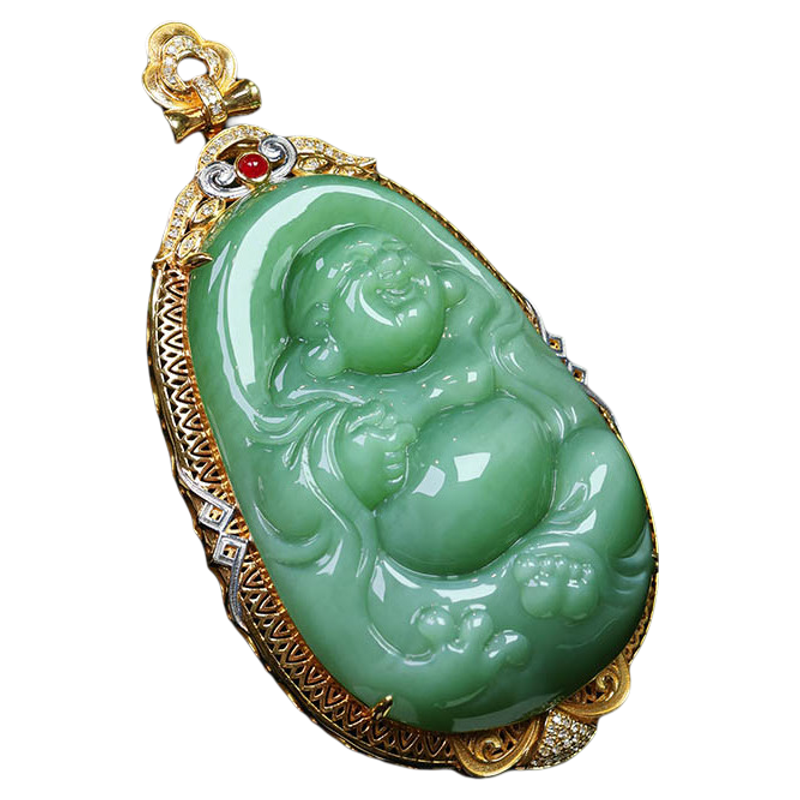 原创设计翡翠金镶玉项链送妈妈