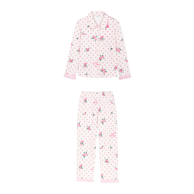 原创波点玫瑰雪尼绒睡衣女家居服