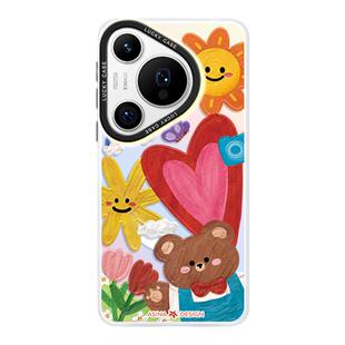 水彩涂鸦小熊适用华为Pura70手机壳新款p60保护套磁吸带支架p70por女p40pro全包爆款p50可爱por+新款Ultra女