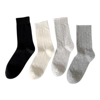 2025新款蝴蝶结小腿棉袜女夏时尚堆堆袜日系白色中筒袜秋夏季百搭