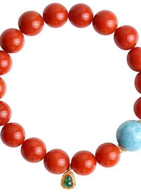 心斋堂南红玛瑙满肉手串