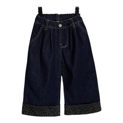 百搭洋气女童一体绒牛仔裤子秋冬