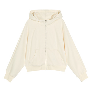 美特斯邦威女士秋冬季新款宽松针织连帽拉链开衫卫衣外套女