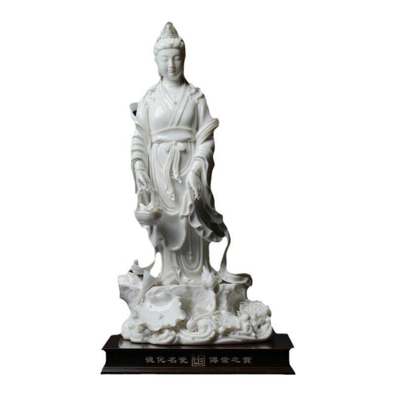 戴玉堂陶瓷摆件《鱼篮观音》郑金星德化白瓷佛像供奉家用家居饰品