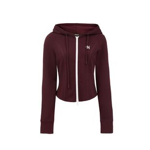 绫致ONLY2025秋冬新款活力撞色双向拉链连帽长袖运动卫衣女