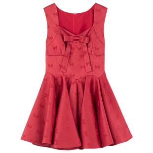 KEIKO 氛围感红色蝴蝶结吊带连衣裙夏法式千金显瘦无袖蓬蓬公主裙