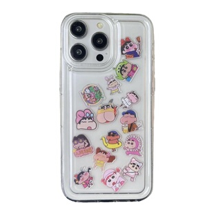 创意摇摇乐趣味亚克力线条小狗气囊手机壳适用iphone15promax华为mate60小米14三星vivo透明红米oppo防摔DIY