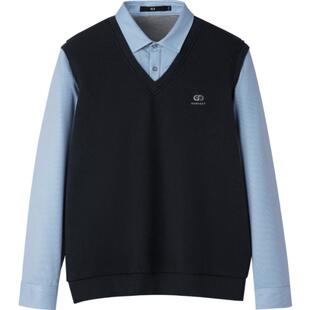 HLA/海澜之家加绒加厚双领针织衫25秋冬新款时尚保暖假两件毛衣男