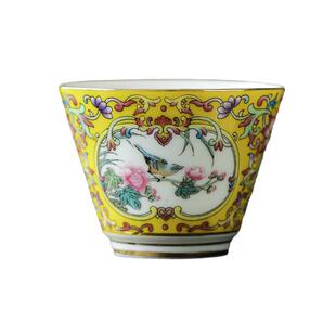 京隆堂珐琅彩茶杯复古陶瓷功夫单杯主人杯茶具茶盏套装家用品茗杯