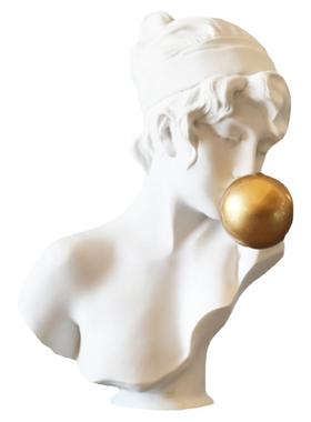 北欧轻奢树脂吹气球女孩雕塑摆件