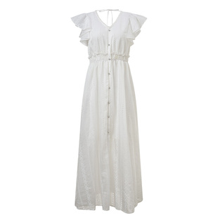 【SGPR】优雅文艺感连衣裙收腰领证小白裙温柔长裙夏