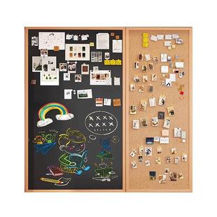 磁博士 实木框磁力黑板儿童家用磁吸多功能板白板软木组合墙照片墙挂式磁性黑板墙绿板可擦写字板大白板定制