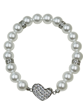 珍珠手链女小众设计镶锆爱心扣