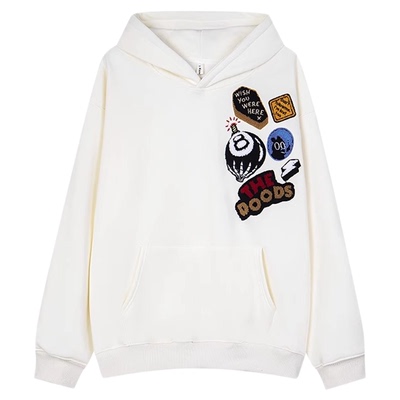 美式oversize高街刺绣连帽卫衣