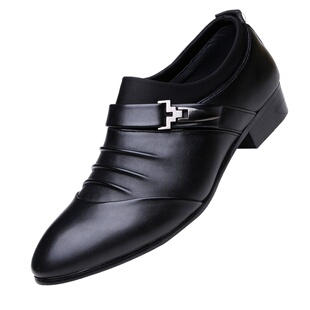 青年男鞋子韩版英伦商务正装皮鞋懒人乐福休闲鞋百搭套脚尖头潮鞋