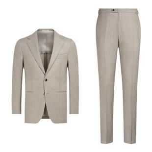 奥莱SUITSUPPLY浅棕色羊毛西服修身商务男士西装套装四季款