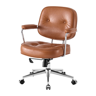阿勒夫耶复古真皮电脑椅牛皮家用人体工学椅书桌椅卧室椅子办公椅