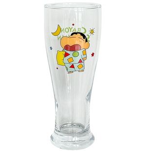 正版蜡笔小新啤酒杯大容量玻璃杯水杯家用杯子酒杯果汁杯饮料杯