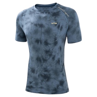 UTO悠途美丽诺羊毛速干短袖男扎染上衣夏季运动T恤女户外跑步短袖