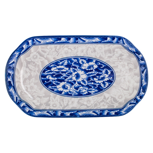 景德镇青花陶瓷鱼盘单个中式组合可蒸烤长方形鱼子盘酒店大号碟子