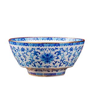 景德镇7英寸家用高脚陶瓷面碗仿古汤面碗金边骨瓷泡面碗大拉面碗