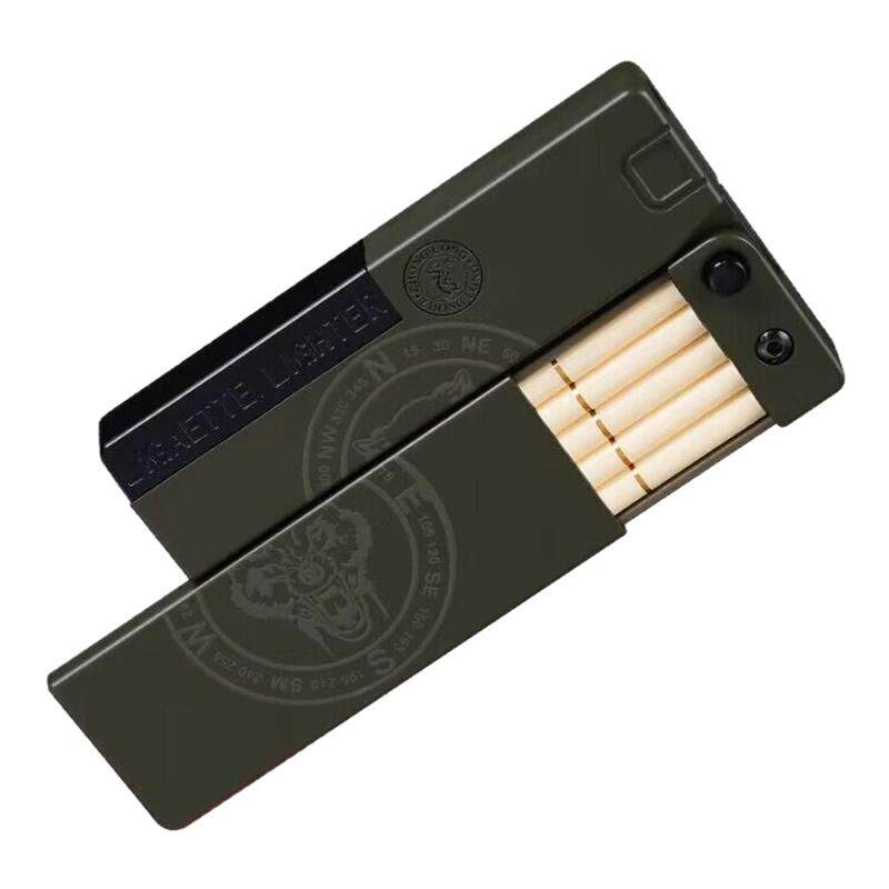 中龙烟盒一体打火机充气防风直冲创意个性潮流金属电子点烟器礼品