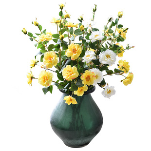 知根 仿真花卧室客厅装饰布艺绢花冰山月季假花软装室内摆设花卉