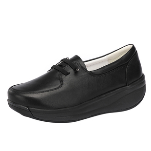 妈妈鞋厚底牛筋底女鞋单鞋羊皮鞋女真皮软皮软底坡跟防滑牛皮皮鞋