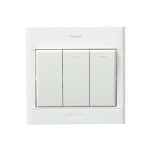 公牛三开单控开关面板86型三位单联3开闭火电灯按钮三联家用白色