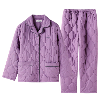 美标新款加厚三层保暖夹棉套装女